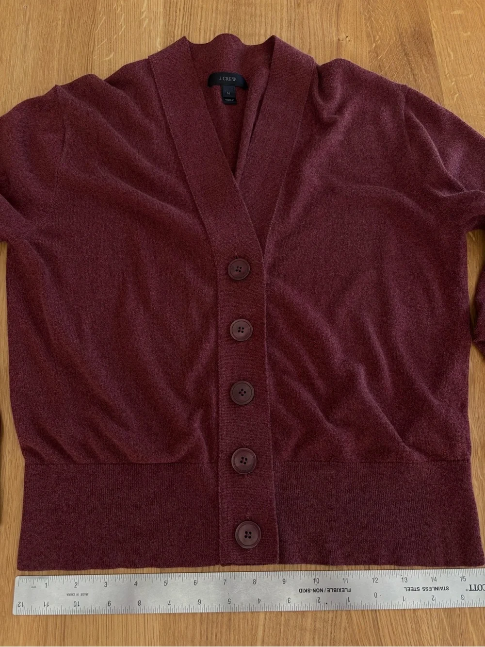 J. Crew Women’s Burgundy V-Neck Crop Cardigan Sweater | Medium
